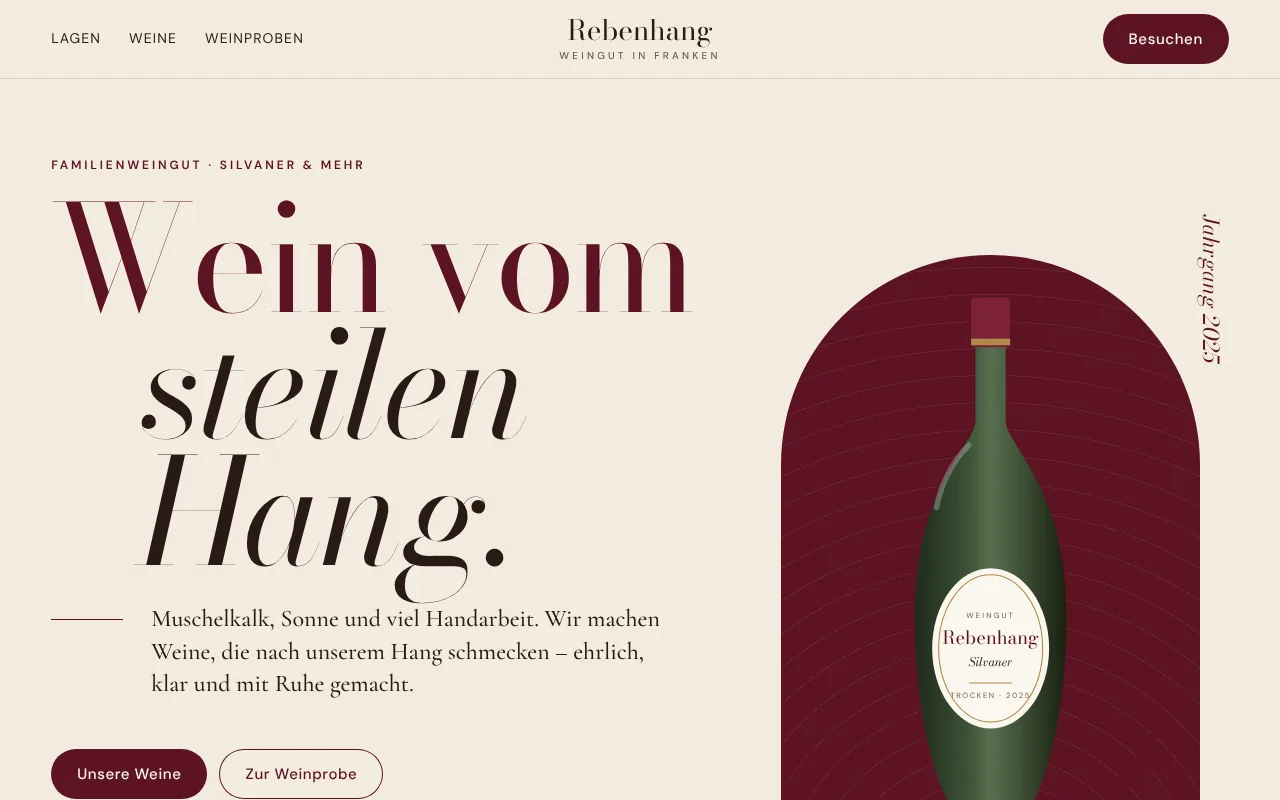Startseite des Konzepts Weingut Rebenhang